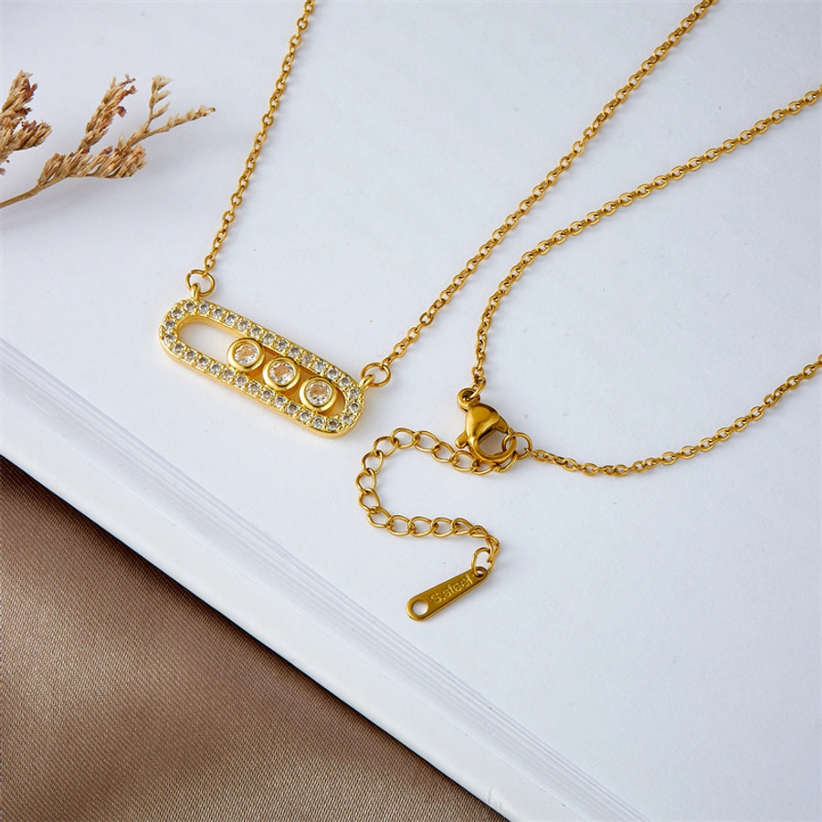 304 Stainless Steel Copper Paper Clip Pendant Necklace