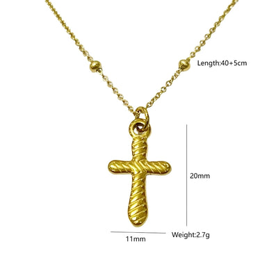 Jewelry Modern Style Classic Style Cross 304 Stainless Steel Plating Pendant Necklace