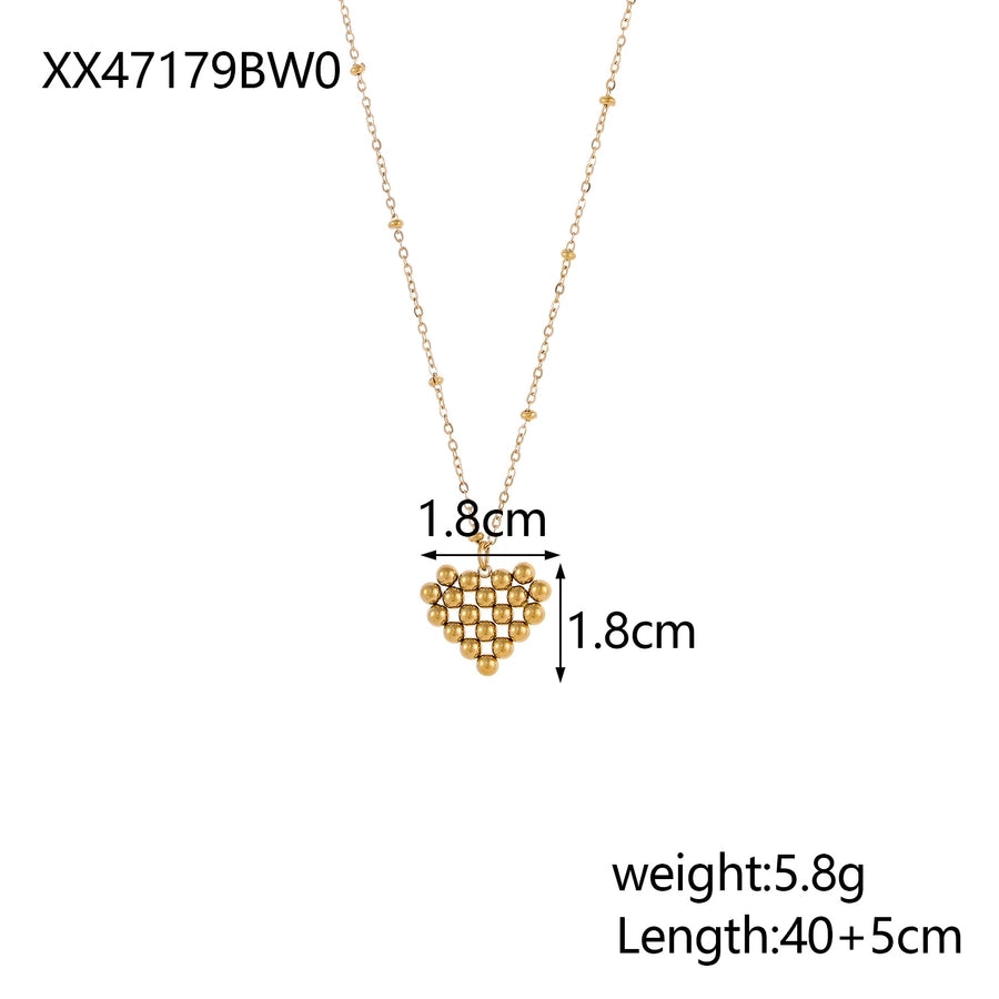 Jewelry Simple Style Heart Shape 304 Stainless Steel Zircon 18K Gold Plated Pendant Necklace