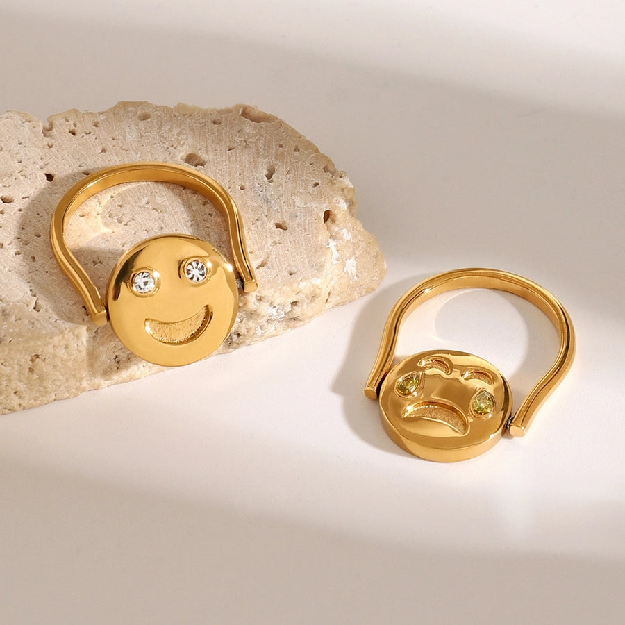 Jewelry Hip-Hop Simple Style Artistic Smile Face 304 Stainless Steel Rings