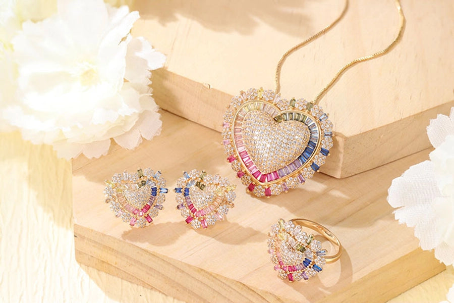 Copper Plating Heart Shape Jewelry Set