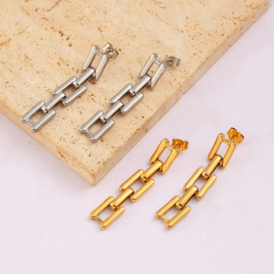 1 Pair Simple Style Commute Square 304 Stainless Steel 316 Stainless Steel  18K Gold Plated Drop Earrings