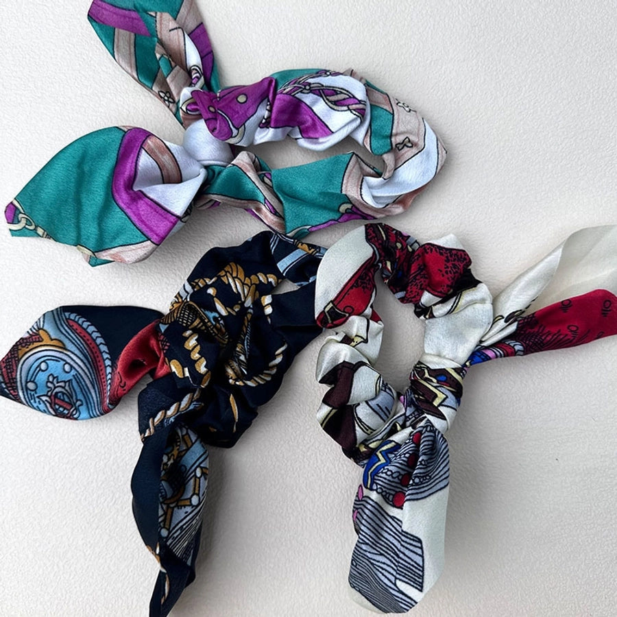Women's Lady Modern Style Bunny Ears Bow Knot Cloth Hair Tie