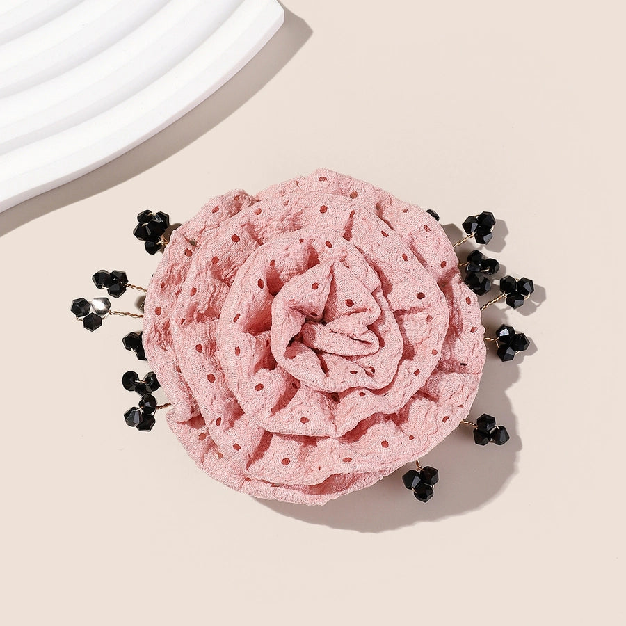 Women's Sweet Solid Color Flower Cloth Flowers Hair Clip