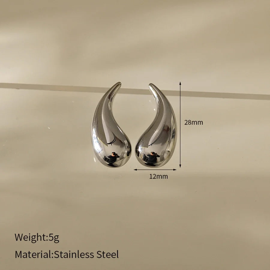 1 Pair IG Style Water Droplets 304 Stainless Steel Ear Studs