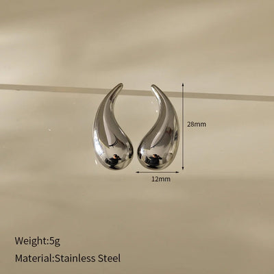 1 Pair IG Style Water Droplets 304 Stainless Steel Ear Studs