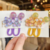 Korean style hair accessories new style onion pink five-petal flower jelly beads winding rubber band girls' hair rope hair band Braid hair rope headdress