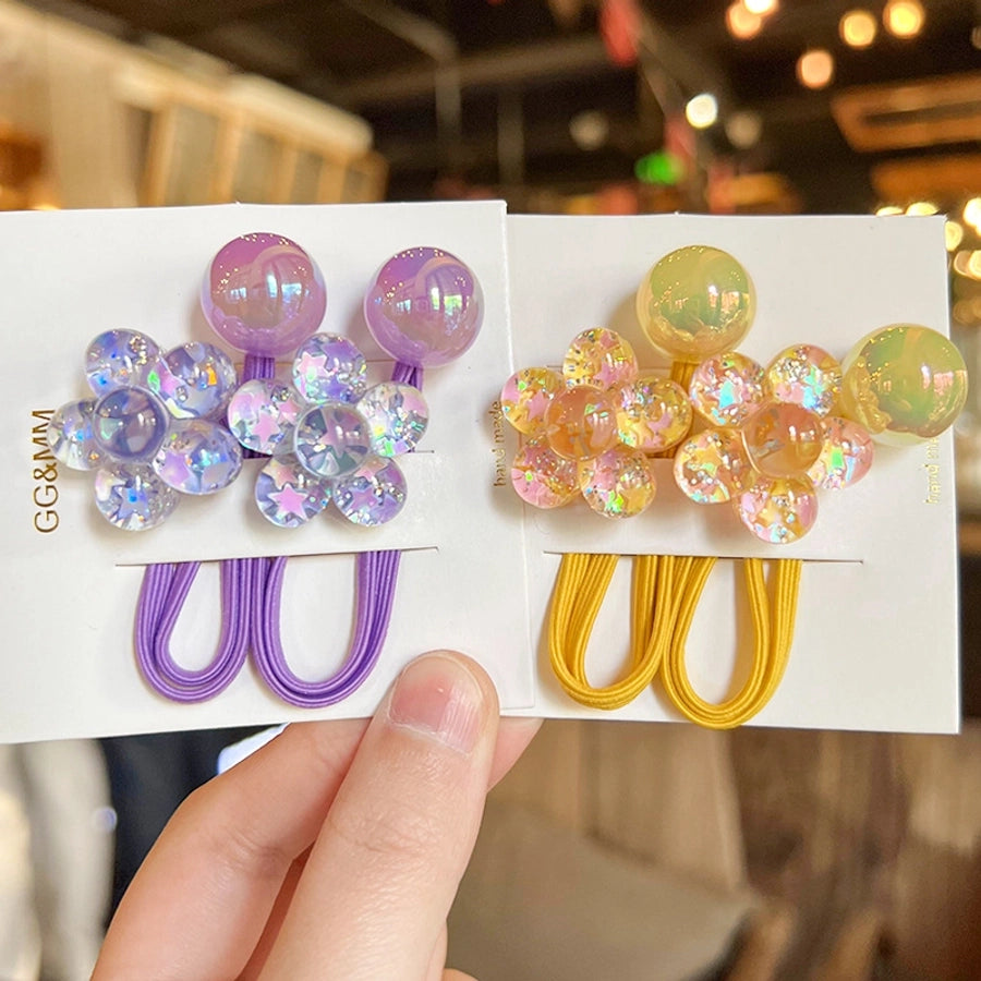 Korean style hair accessories new style onion pink five-petal flower jelly beads winding rubber band girls' hair rope hair band Braid hair rope headdress