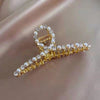 Women's Simple Style Solid Color Metal Plating Inlay Rhinestones Pearl Hair Claws