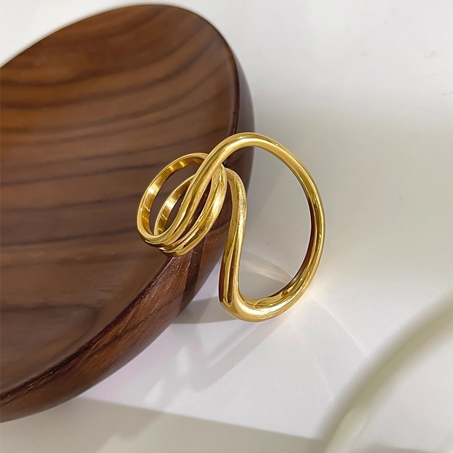 Jewelry Retro French Style IG Style Geometric 316L Stainless Steel  18K Gold Plated Irregular Open Rings