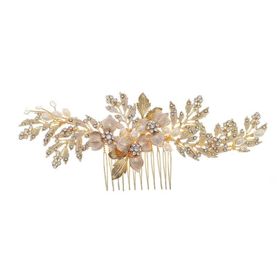 simple new pearl flower leaf hair clip