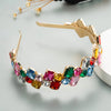 baroque golden cross inlaid color rhinestone headband