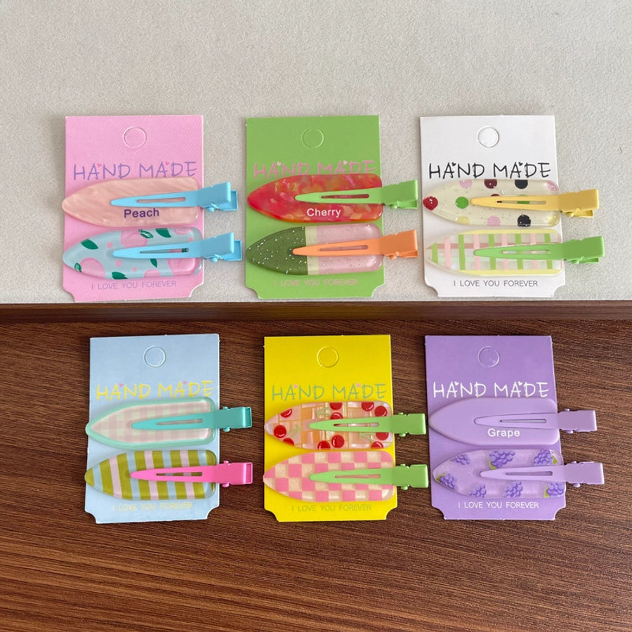 Women's IG Style Cute Stripe Fruit Solid Color Plastic Resin Hair Clip