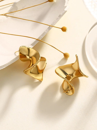 1 Pair Glam Classical Romantic Spiral 304 Stainless Steel Ear Studs