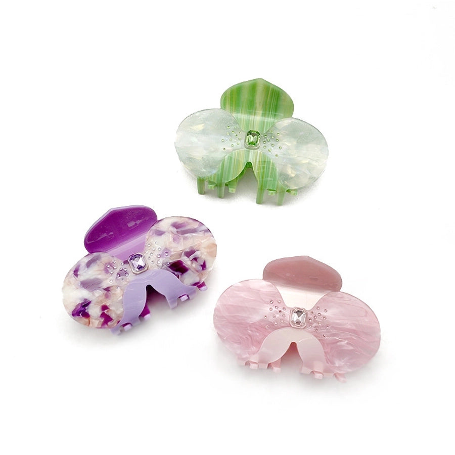 Women's Casual Flower Acetic acid sheets Inlay Rhinestones Hair Claws