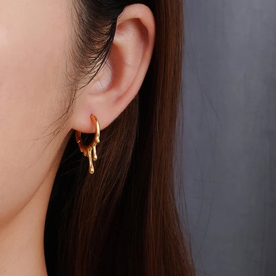 1 Pair Simple Style Water Droplets Solid Color Titanium Steel Earrings