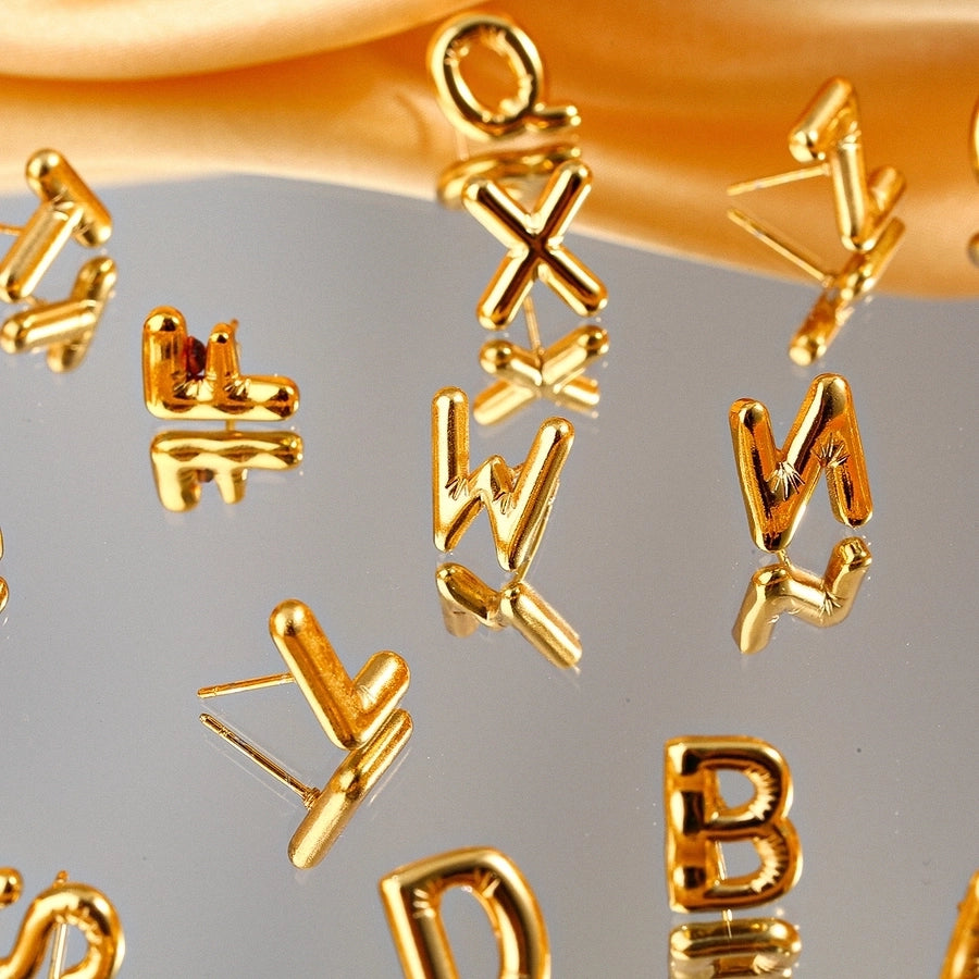 1 Pair Simple Style Classic Style Letter 304 Stainless Steel 18K Gold Plated Ear Studs