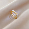 Brass Gold Plated Geometric Zircon Brass Rings