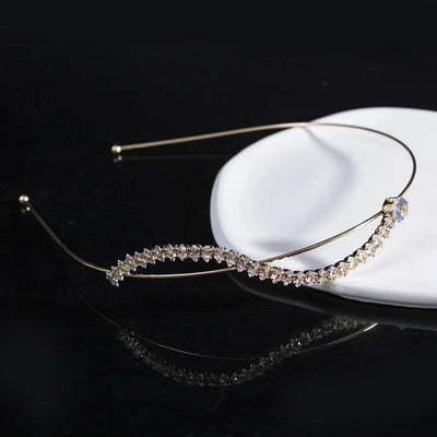 women's simple style waves flower bow knot metal inlay pearl zircon hair band