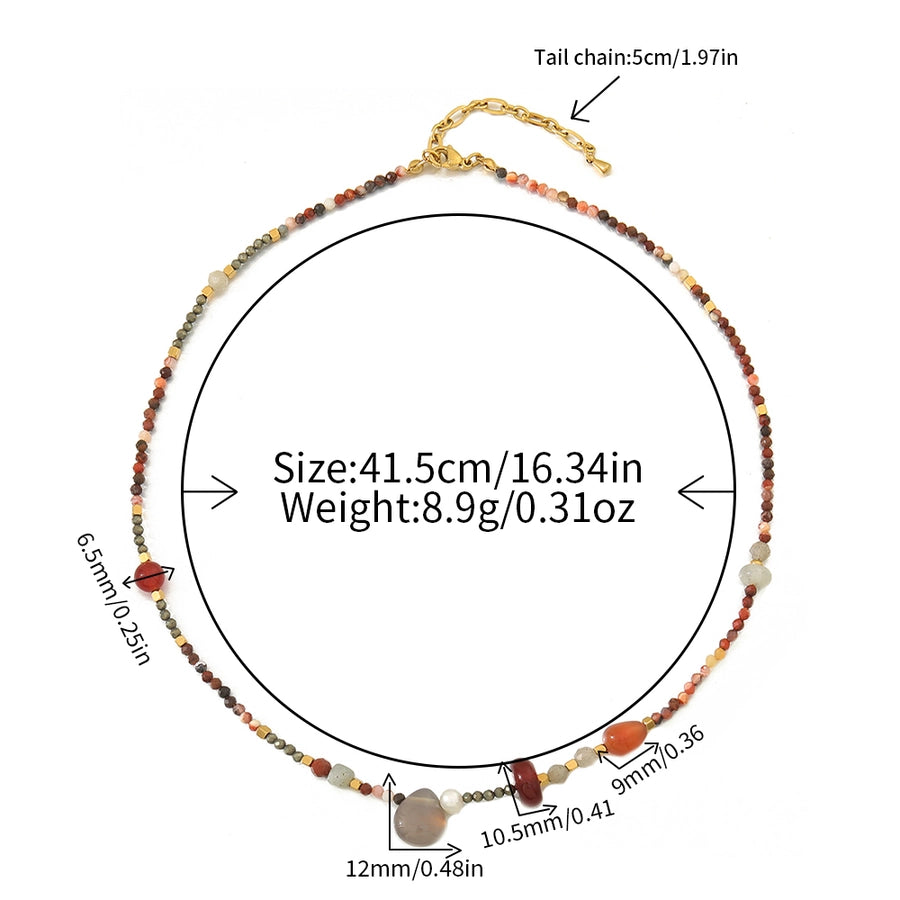 Casual Cute Commute Irregular 304 Stainless Steel natural stone Beaded Chain Necklace In Bulk