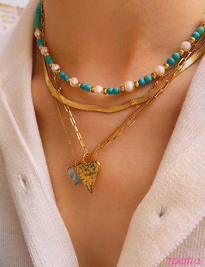 Jewelry Simple Style Heart Shape 304 Stainless Steel 18K Gold Plated Pendant Necklace