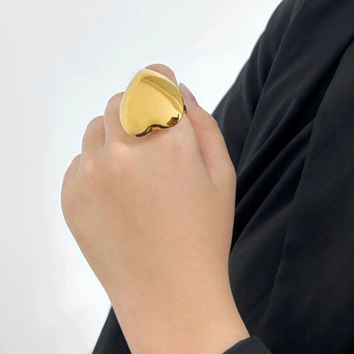 Jewelry Elegant Cute Heart Shape 304 Stainless Steel 18K Gold Plated Rings