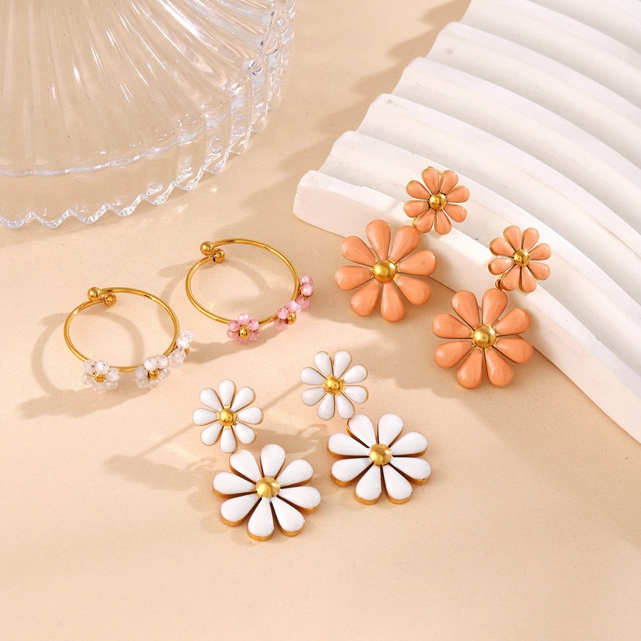 Jewelry Elegant Pastoral Flower Titanium Steel Jewelry Set