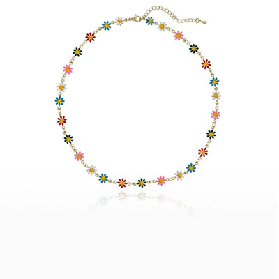 Copper Enamel Plating Daisy Necklace