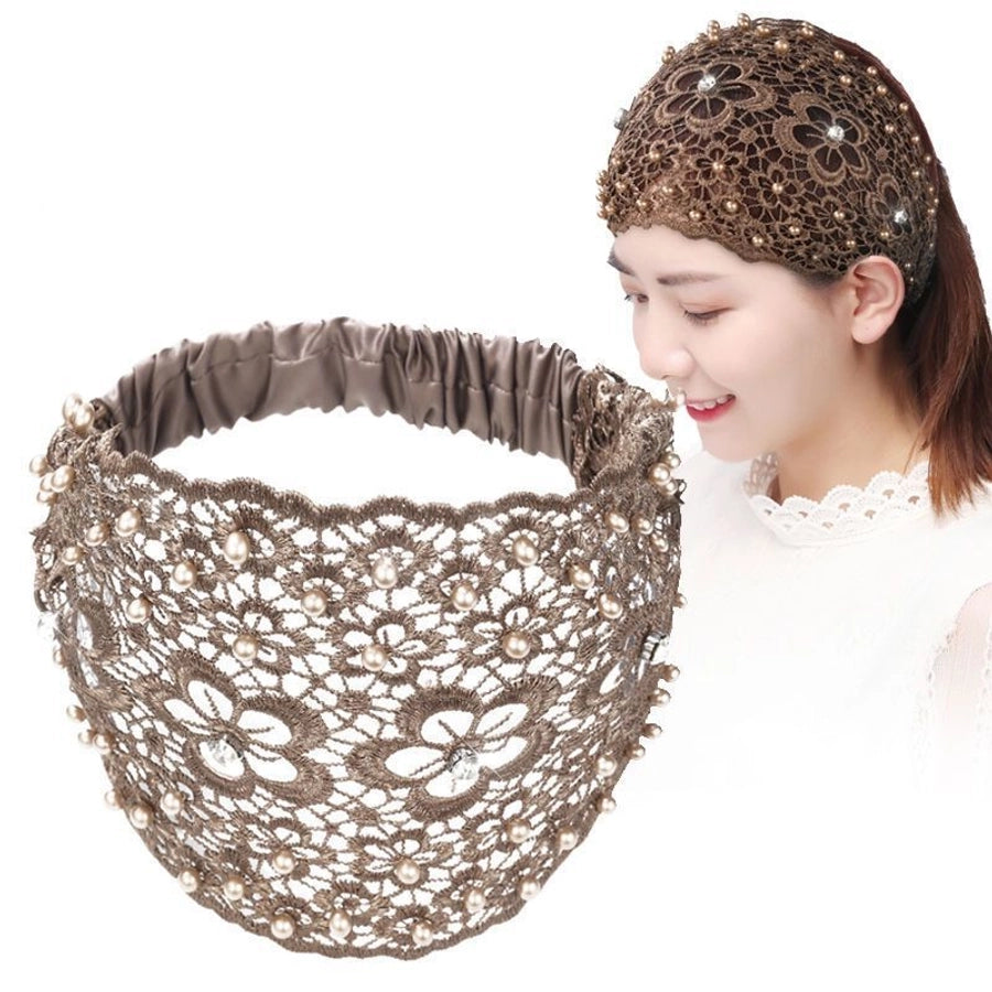 Plum Blossom Hollow Hair Band Nail Beads Shake Voice Internet Celebrity Wide Edge Pressed Hair Covering White Hair Headband Women's Headdress Headgear Hair Band