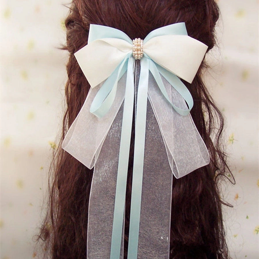women's casual sweet commute bow knot fabric gauze hair clip