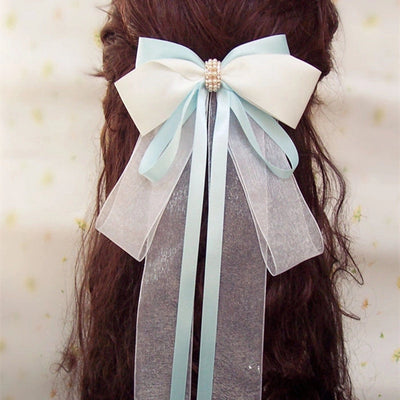 women's casual sweet commute bow knot fabric gauze hair clip