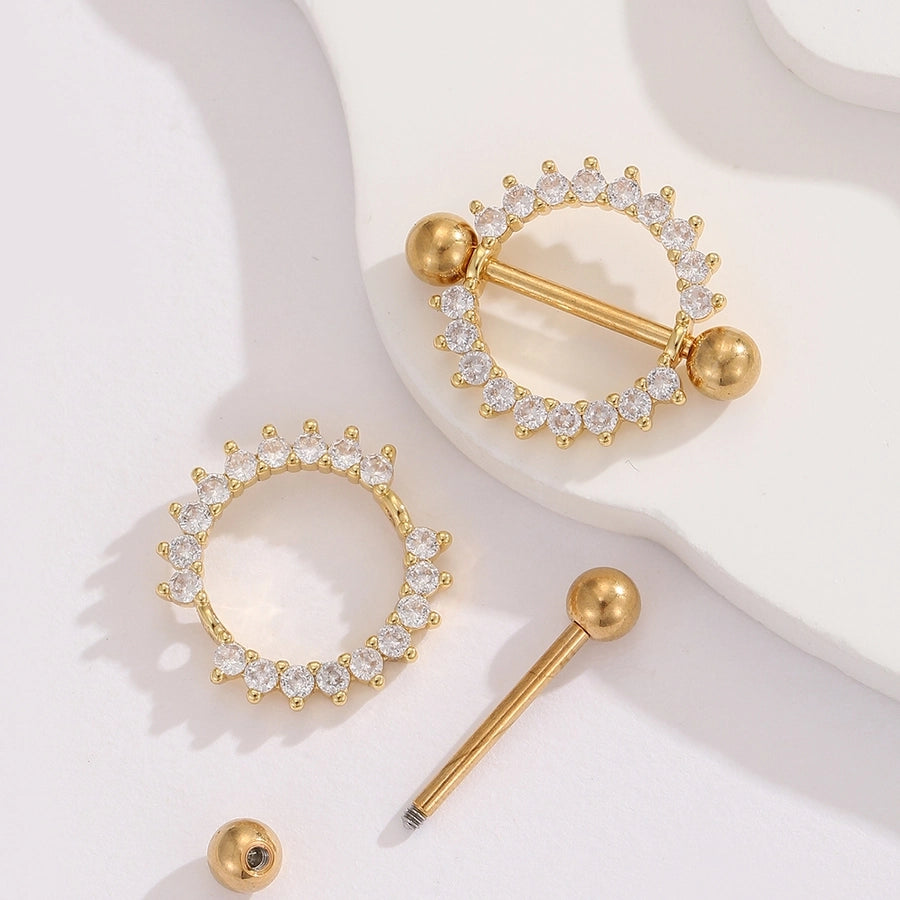 Ear Cartilage Rings & Studs Modern Style Simple Style Round 304 Stainless Steel Inlay Zircon Ear Cartilage Rings & Studs