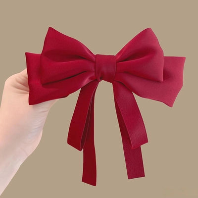 Big bow ribbon hairpin horizontal clip headdress temperament hair accessories high sense back head top clip spring clip