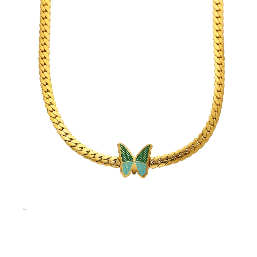Jewelry Elegant Romantic Butterfly 304 Stainless Steel 18K Gold Plated Pendant Necklace