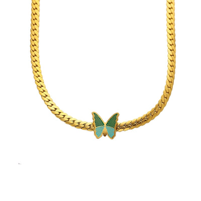 Jewelry Elegant Romantic Butterfly 304 Stainless Steel 18K Gold Plated Pendant Necklace