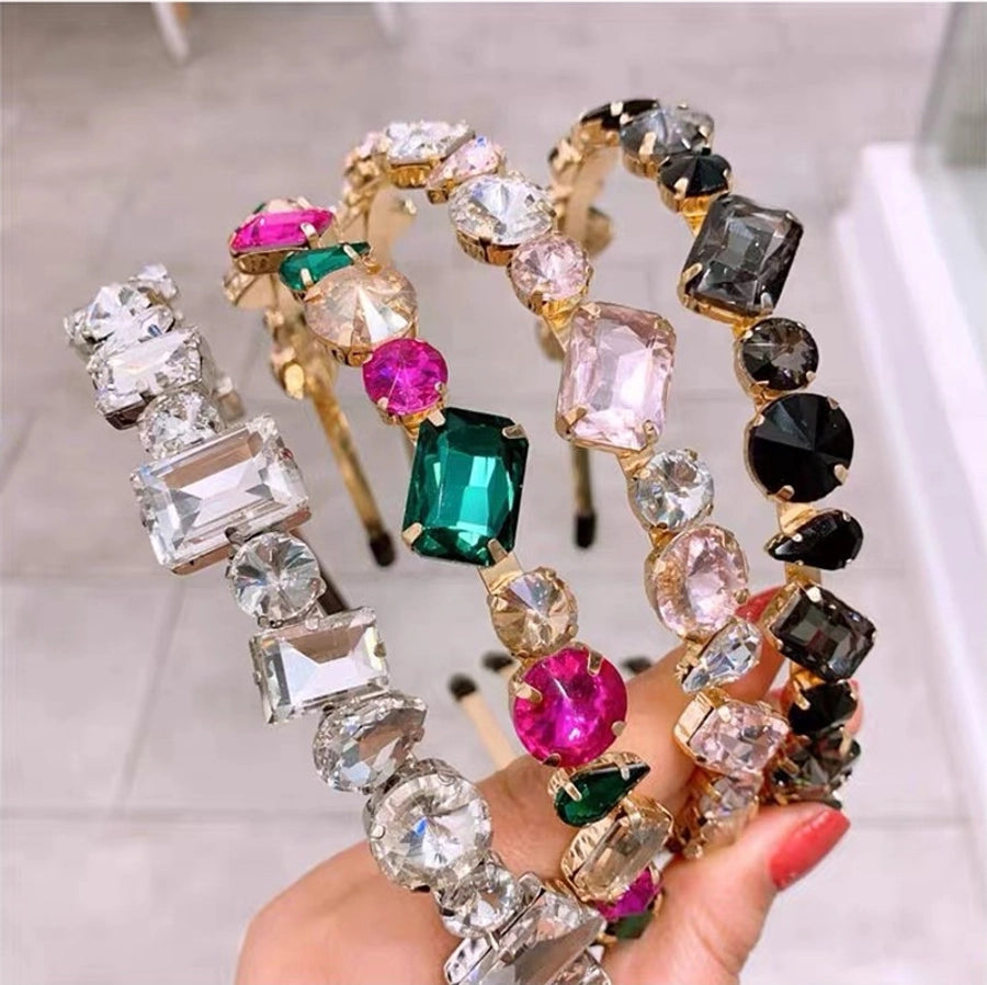 lady streetwear geometric alloy plating inlay rhinestones hair band