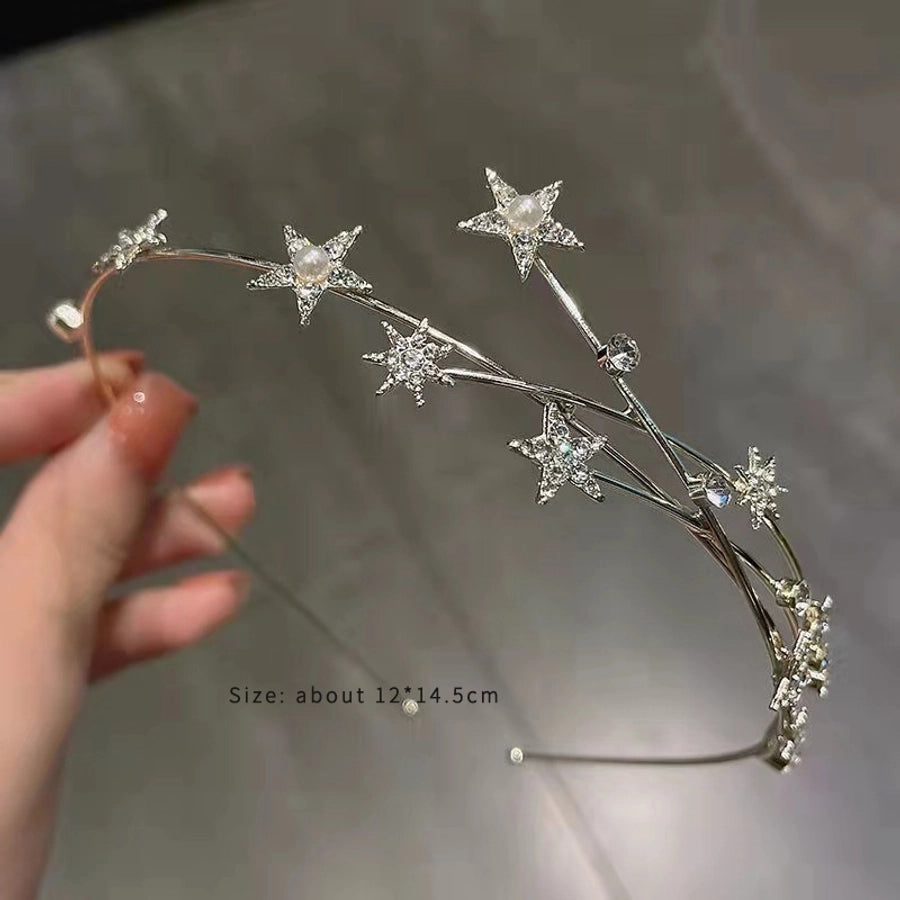 women's luxurious simple style star alloy plating inlay artificial rhinestones hair band