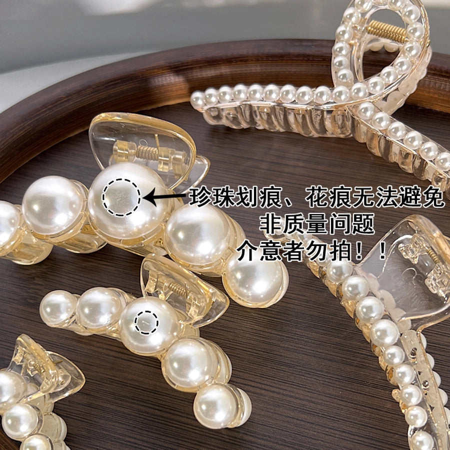 fashion solid color plastic imitation pearl  hair claw