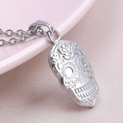 Jewelry Casual Hip-Hop Funny Skull 304 Stainless Steel 18K Gold Plated Plating Pendant Necklace