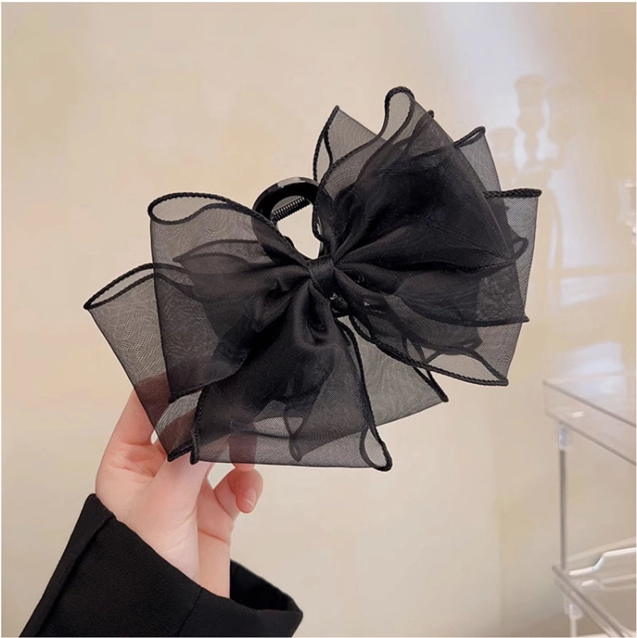 Women's Simple Style Classic Style Bow Knot Gauze Inlay Zircon Hair Claws