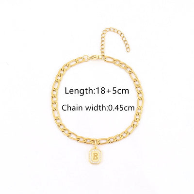 201 Stainless Steel Copper Inlay Letter Rectangle Zircon Bracelets
