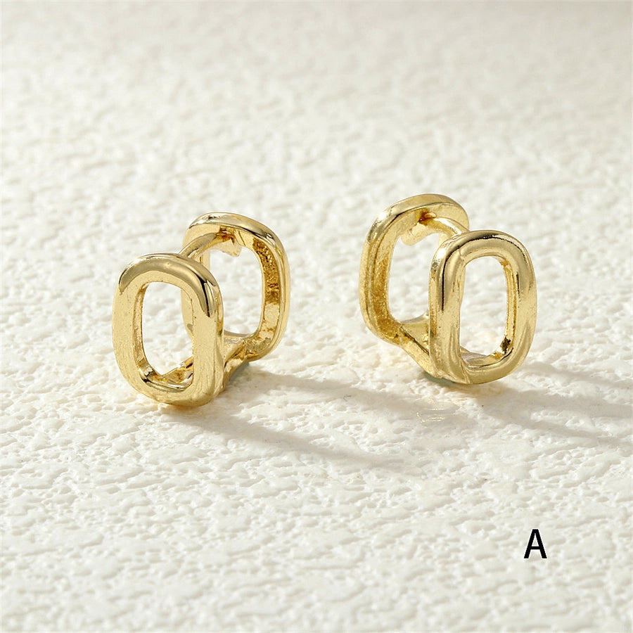 1 Pair Streetwear Commute Geometric Inlay Copper Zircon 18K Gold Plated Ear Studs