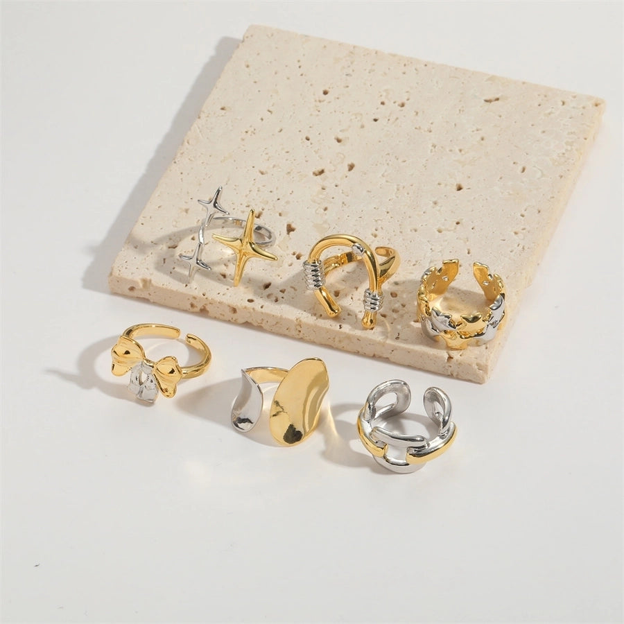 Copper 14K Gold Plated Geometric Star Rings