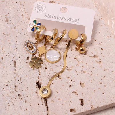 1 Set Vacation Simple Style Leaf Heart Shape Flower Plating Titanium Steel Drop Earrings