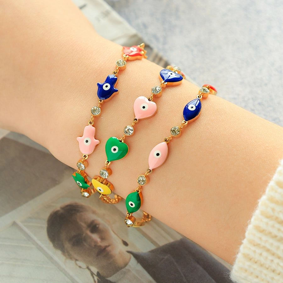 Funny Modern Style Simple Style Palm Heart Shape Eye 304 Stainless Steel 14K Gold Plated Bracelets In Bulk