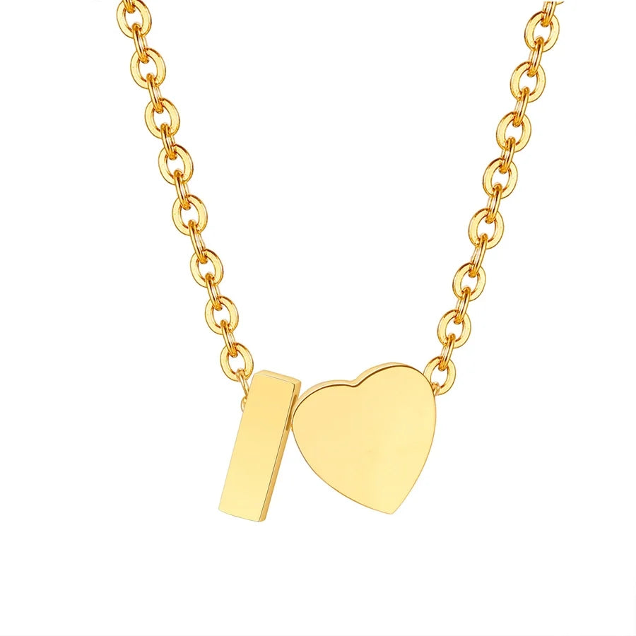 Jewelry Simple Style Commute Letter Heart Shape 201 Stainless Steel Plating Pendant Necklace