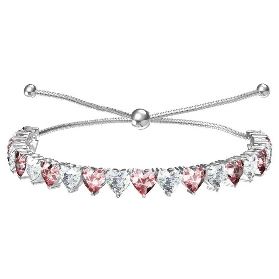Shiny Heart Shape Titanium Steel Zircon Bracelets In Bulk