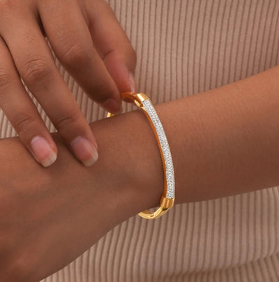 Classic Style Solid Color 304 Stainless Steel 18K Gold Plated Bangle In Bulk