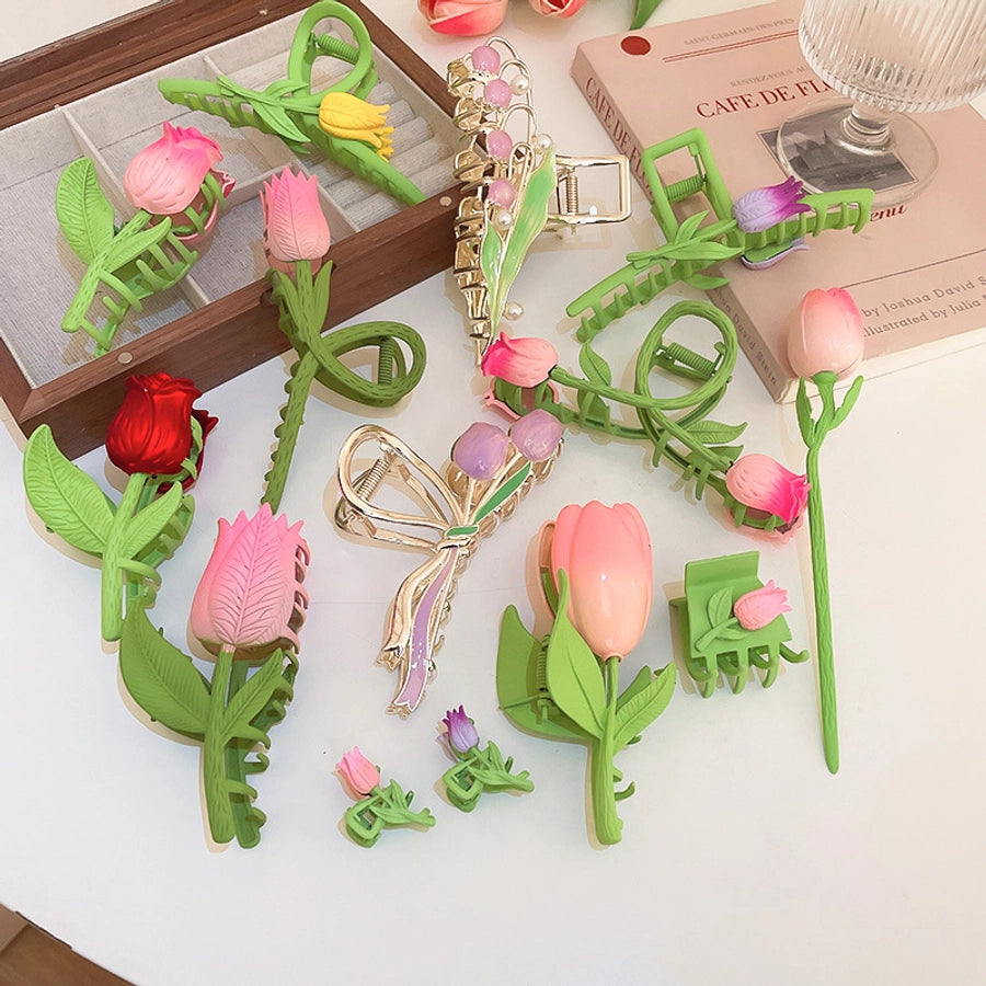 japanese style flower alloy stoving varnish hair claws 1 piece