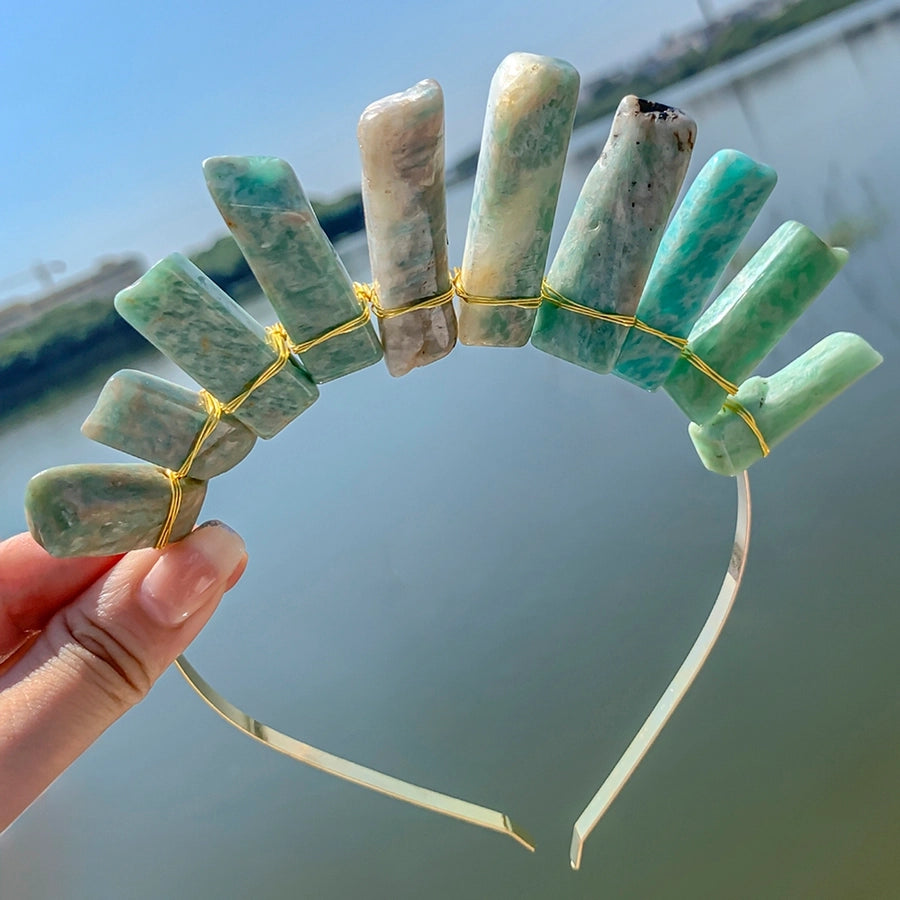 Women's Vacation Ethnic Style Geometric Alloy natural stone Knitting Hair Band